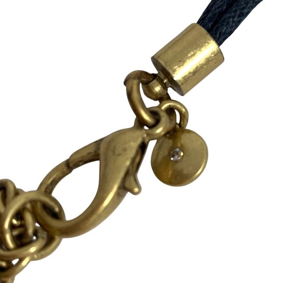 J.Crew Statement Bib Necklace Clear Rhinestone Green/Blue Lucite Crystal Choker - Picture 8 of 9